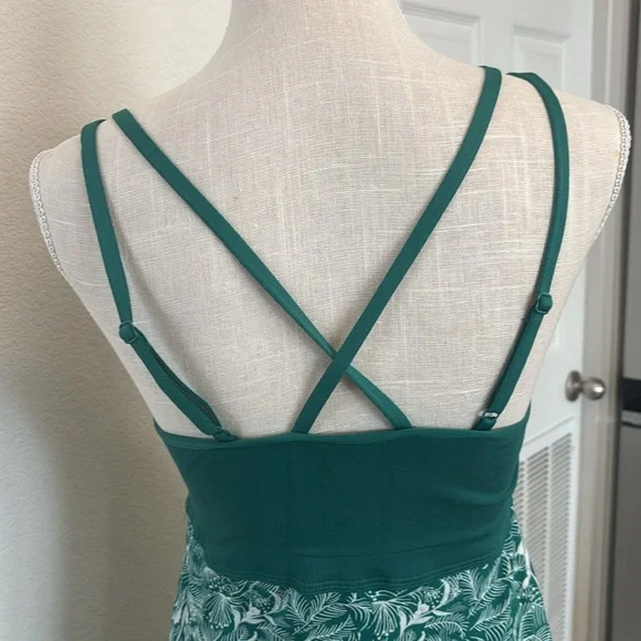 Green Sleeveless V-Neck jerseys knit comfort midi Sundress vacation tropical - Picture 6 of 14